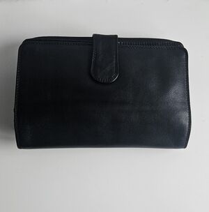 Derek Alexander Black Leather Wallet - Zip Around & Snap Organizer